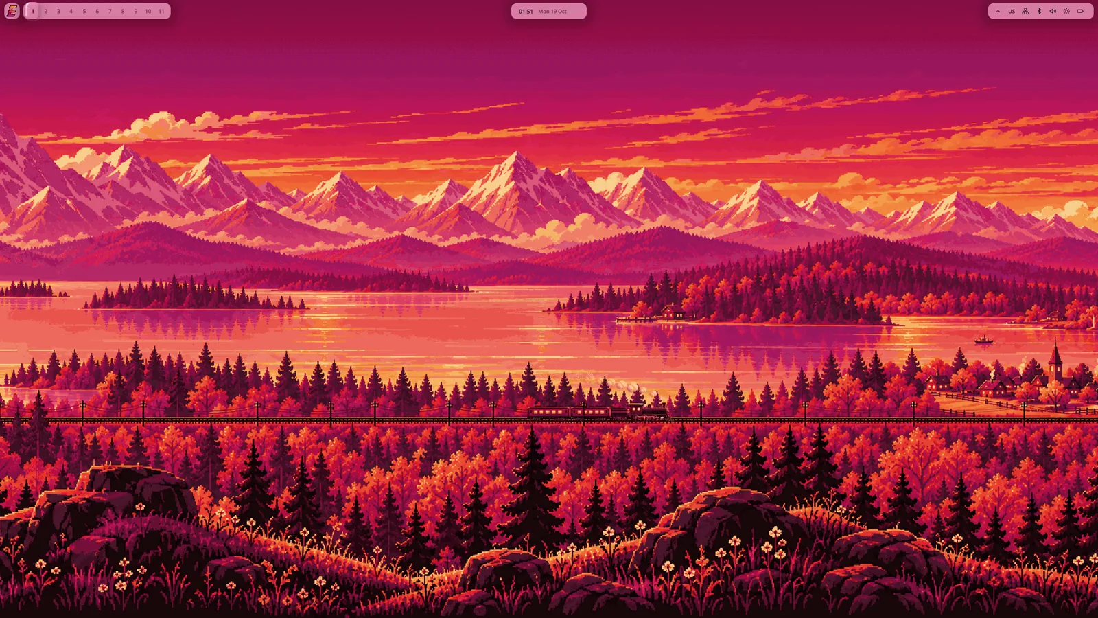 Emaki 0.9.1 in use: the terminal, Programs & Updates, Files, and a new accent colour from Settings